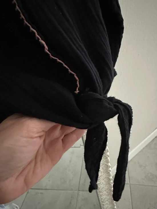 NATURAL LIFE Black Button Down Tie Shirt with Trim - Picture 2 of 5